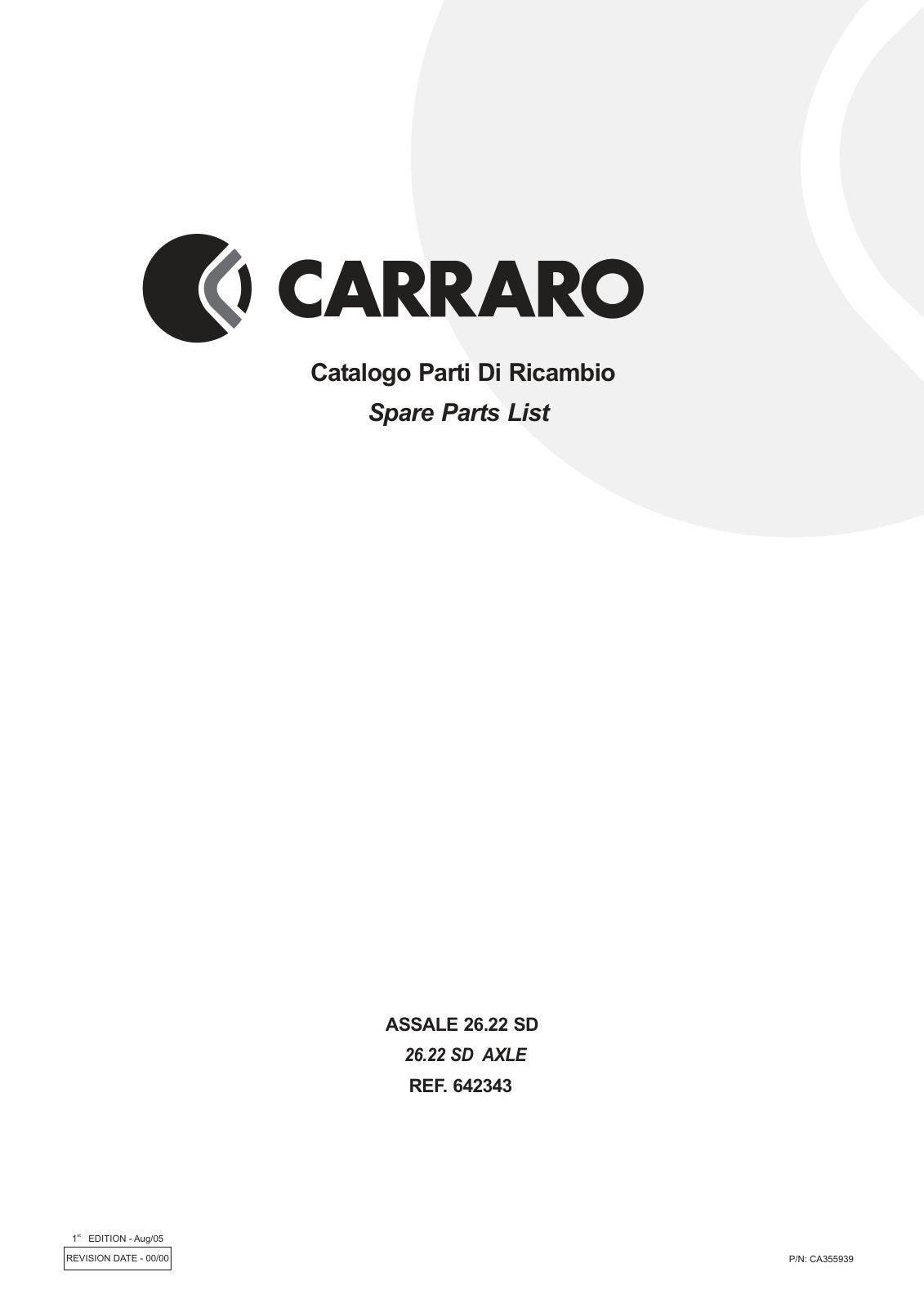 Carraro 26.22 Axle Parts Catalog (Ref. 642343) – cover