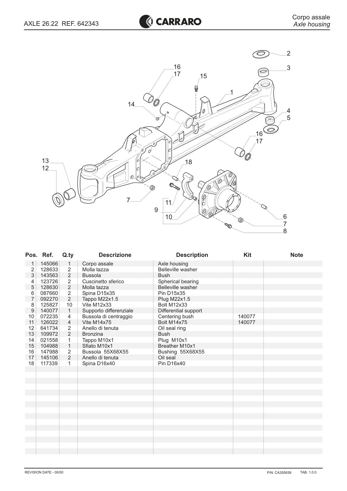 Carraro 26.22 Axle Parts Catalog (Ref. 642343) – sample page 1