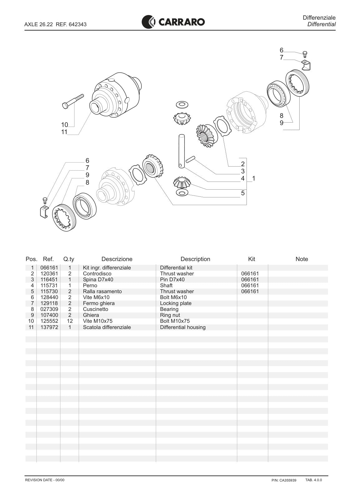 Carraro 26.22 Axle Parts Catalog (Ref. 642343) – sample page 2