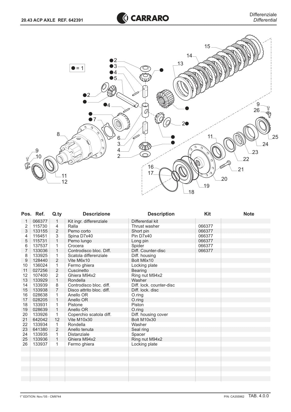 Carraro 20.43 Axle Parts Catalog (Ref. 642391) – sample page 2