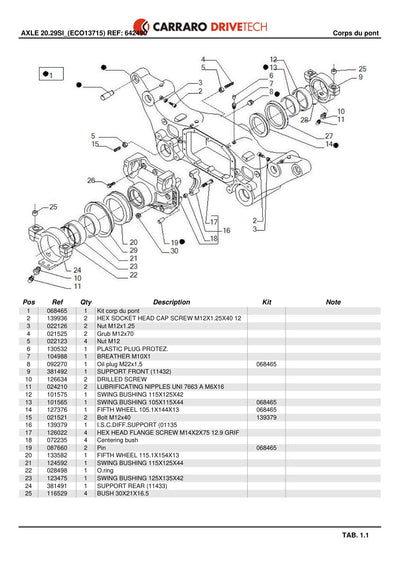 Carraro 20.29SI Axle Parts Catalog (Ref. 642490) – sample page 1