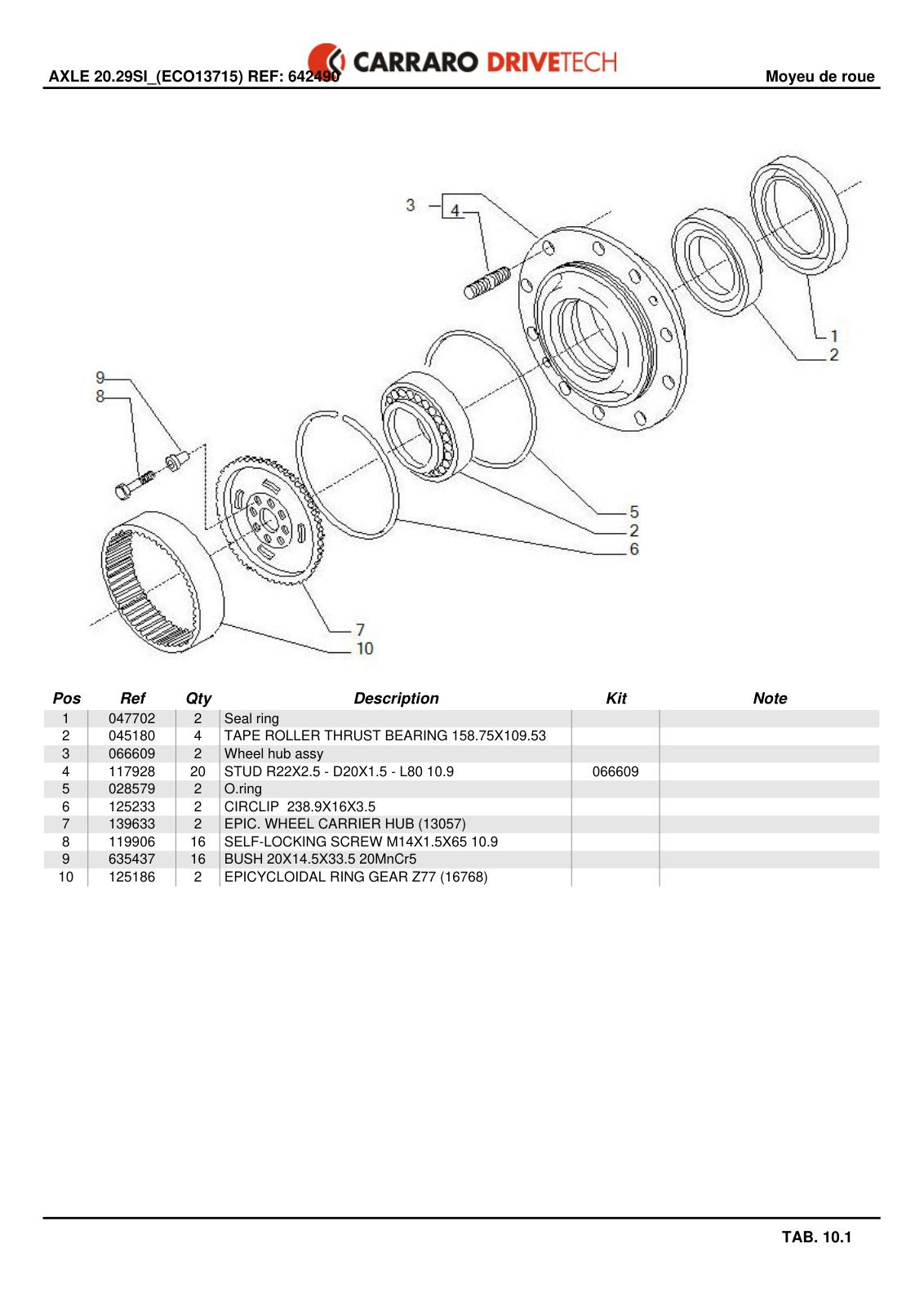 Carraro 20.29SI Axle Parts Catalog (Ref. 642490) – sample page 3