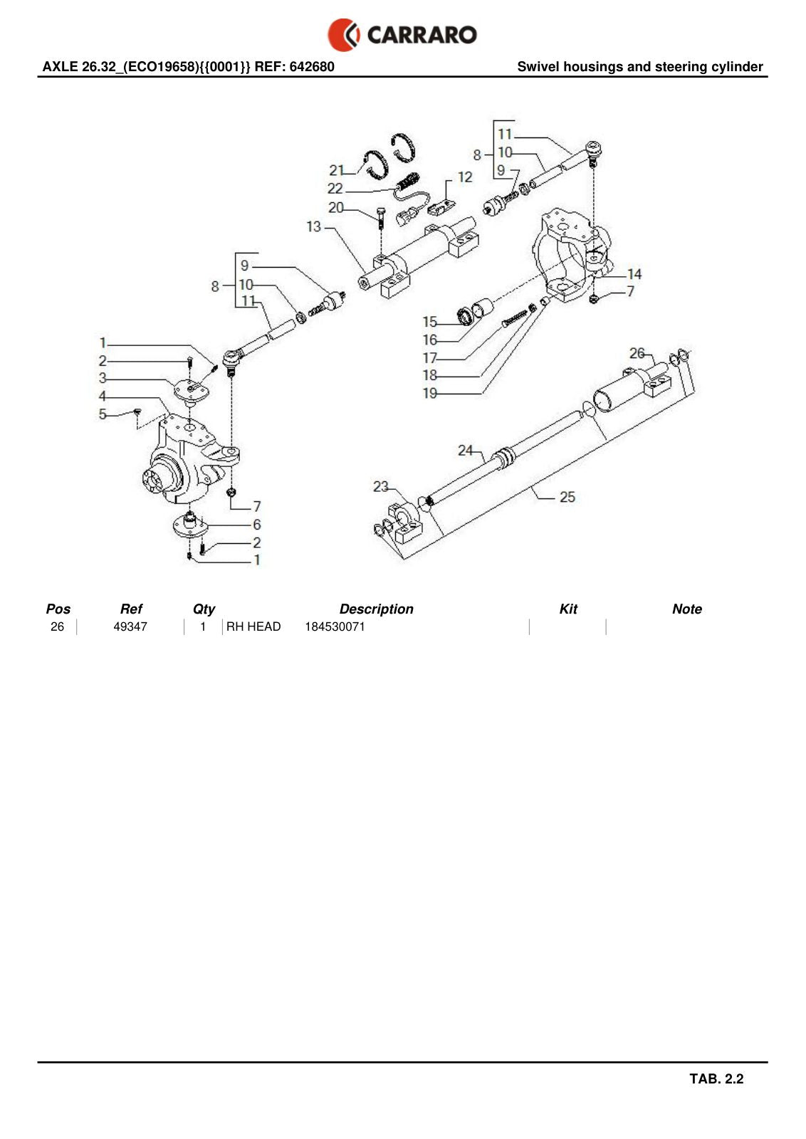 Carraro 26.32 Axle Parts Catalog (Ref. 642680) – sample page 2