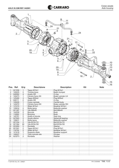 Carraro 26.32M Axle Parts Catalog (Ref. 642681) – sample page 1