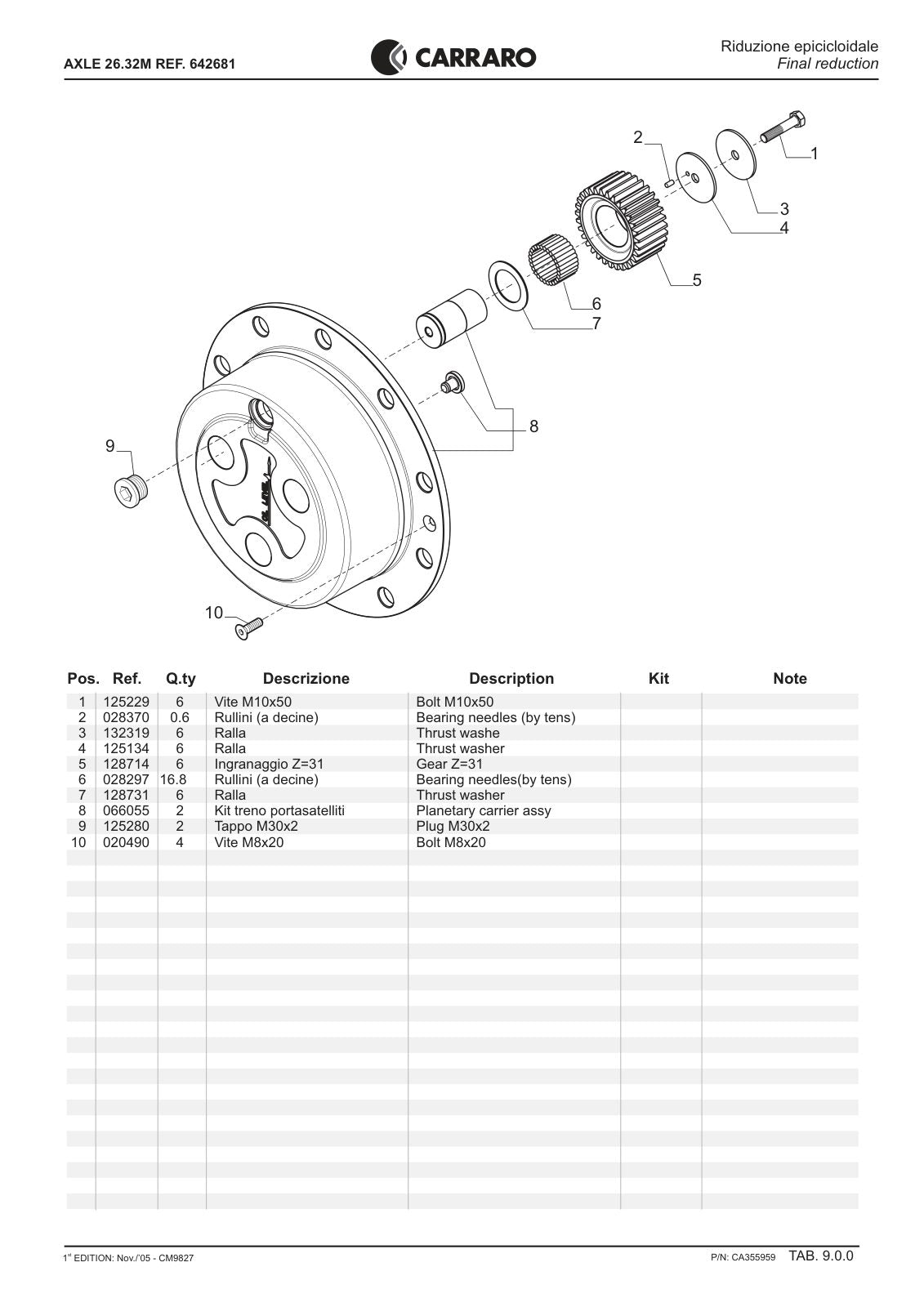 Carraro 26.32M Axle Parts Catalog (Ref. 642681) – sample page 3