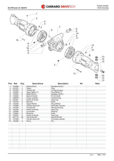 Carraro 26.27M Axle Parts Catalog (Ref. 642873) – sample page 1