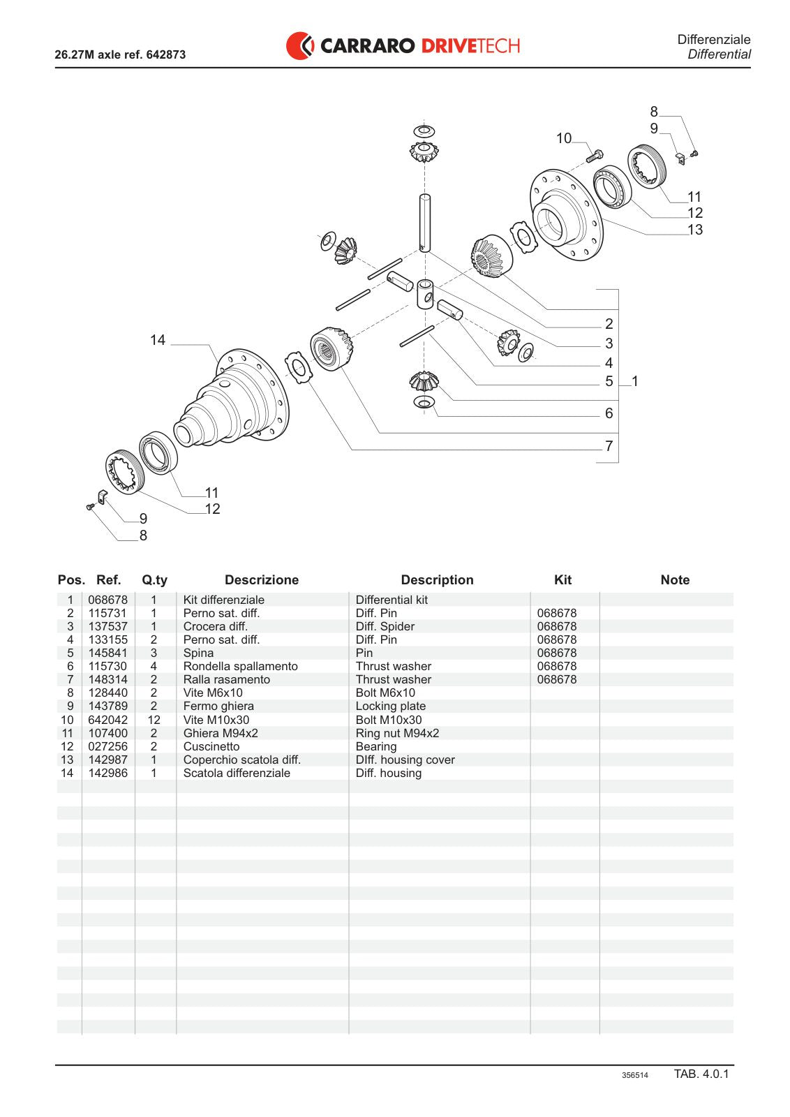Carraro 26.27M Axle Parts Catalog (Ref. 642873) – sample page 2