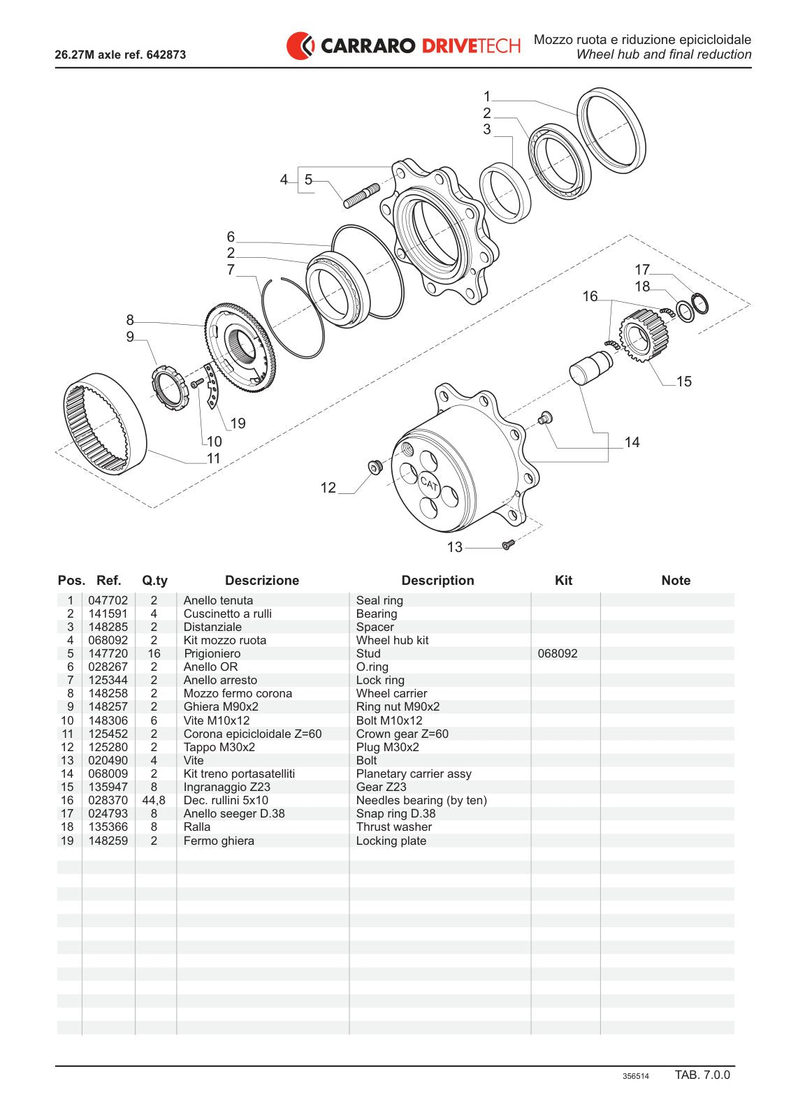Carraro 26.27M Axle Parts Catalog (Ref. 642873) – sample page 3