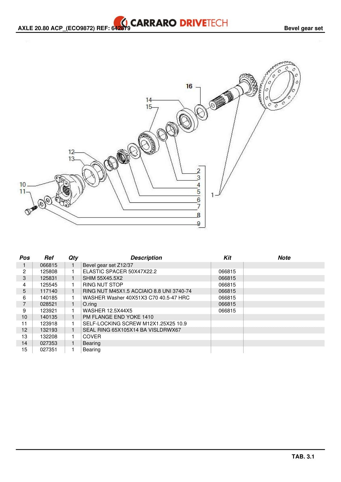 Carraro 20.80 Axle Parts Catalog (Ref. 642879) – sample page 2