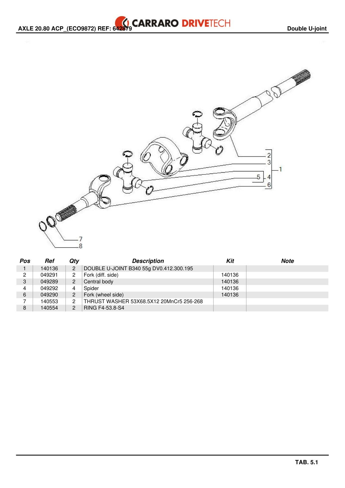 Carraro 20.80 Axle Parts Catalog (Ref. 642879) – sample page 3
