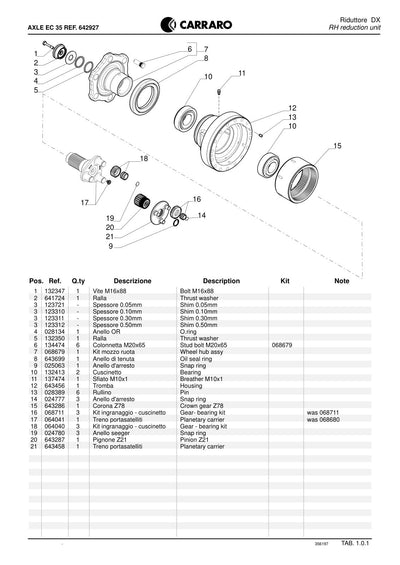Carraro Axle Parts Catalog (Ref. 642927) – sample page 1