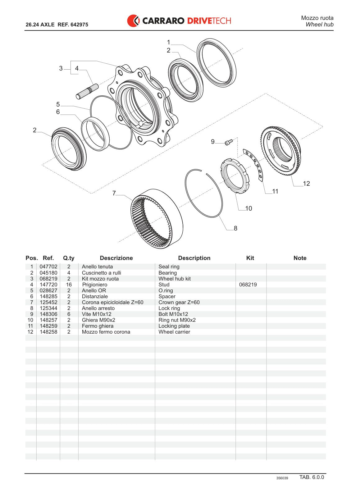 Carraro 26.24 Axle Parts Catalog (Ref. 642975) – sample page 3