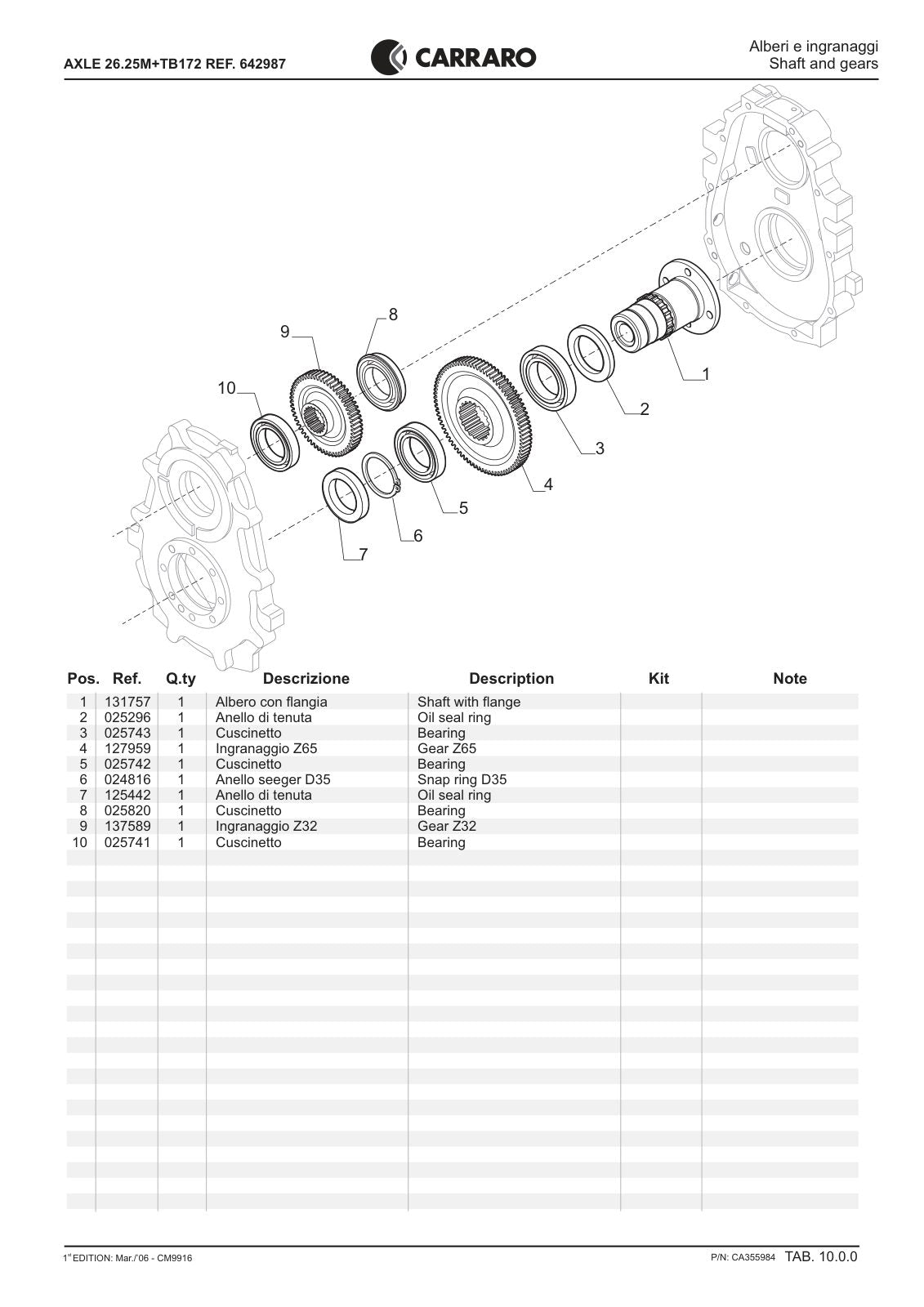 Carraro 26.25M + TB172 Axle with Transfer Box Parts Catalog (Ref. 642987) – sample page 3