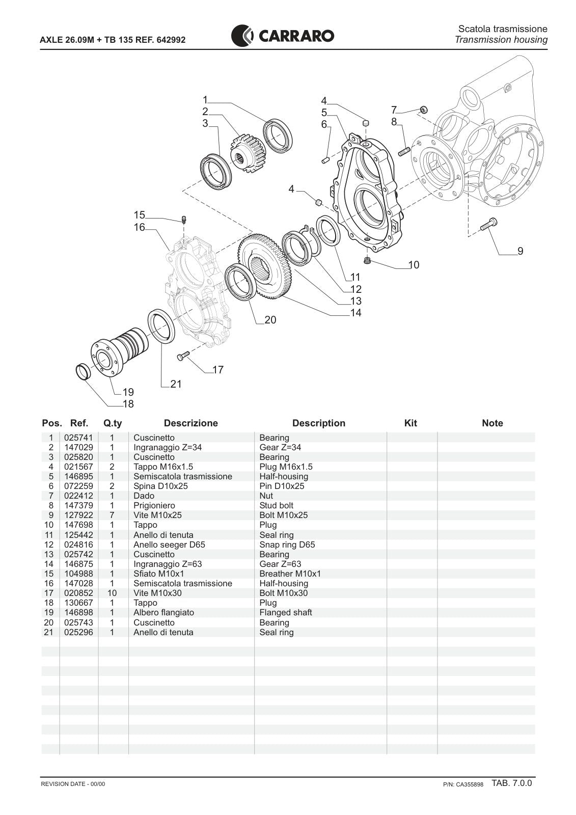 Carraro 26.09M + TB 135 Axle with Transfer Box Parts Catalog (Ref. 642992) – sample page 3