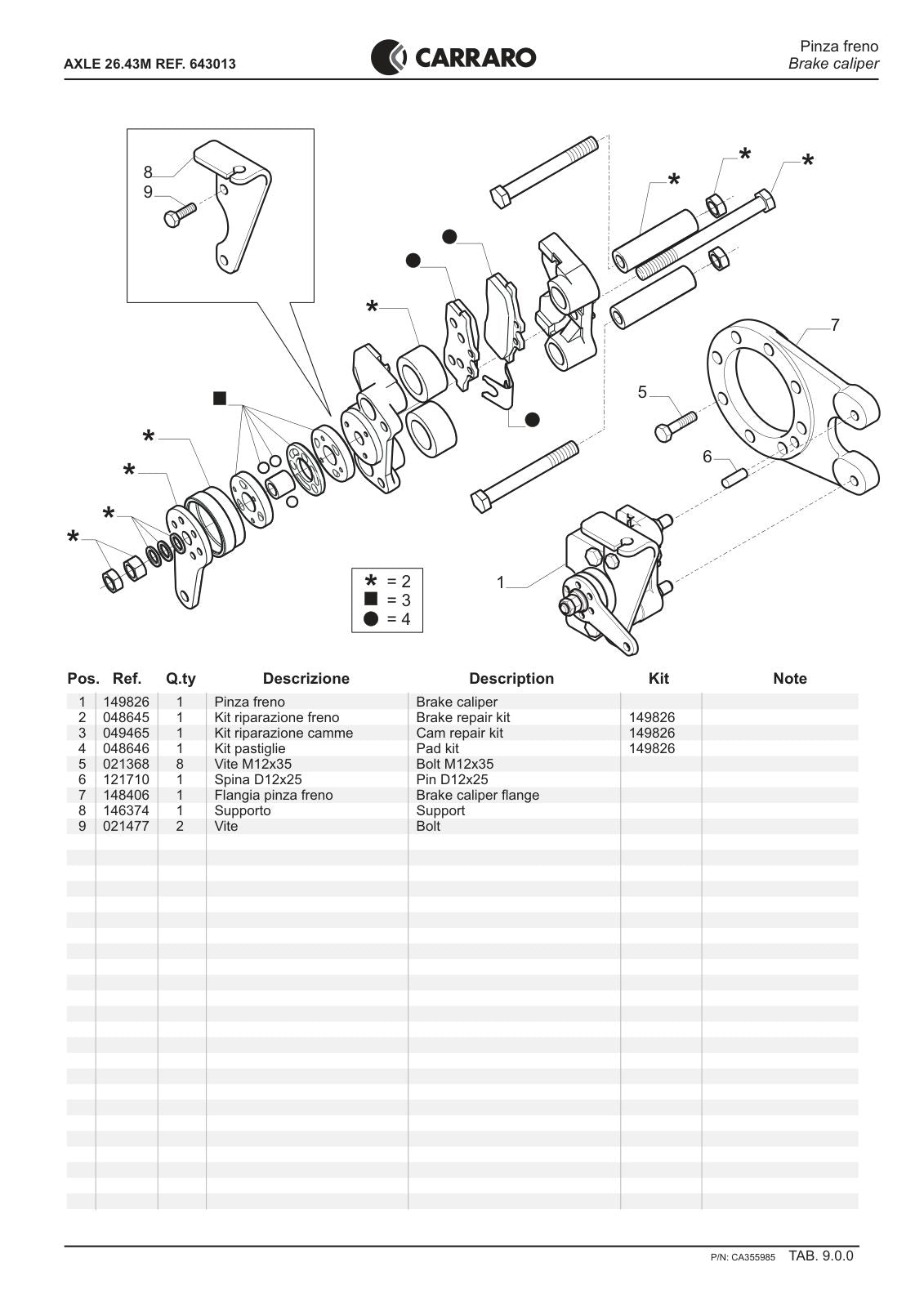 Carraro 26.43M Axle Parts Catalog (Ref. 643013) – sample page 3