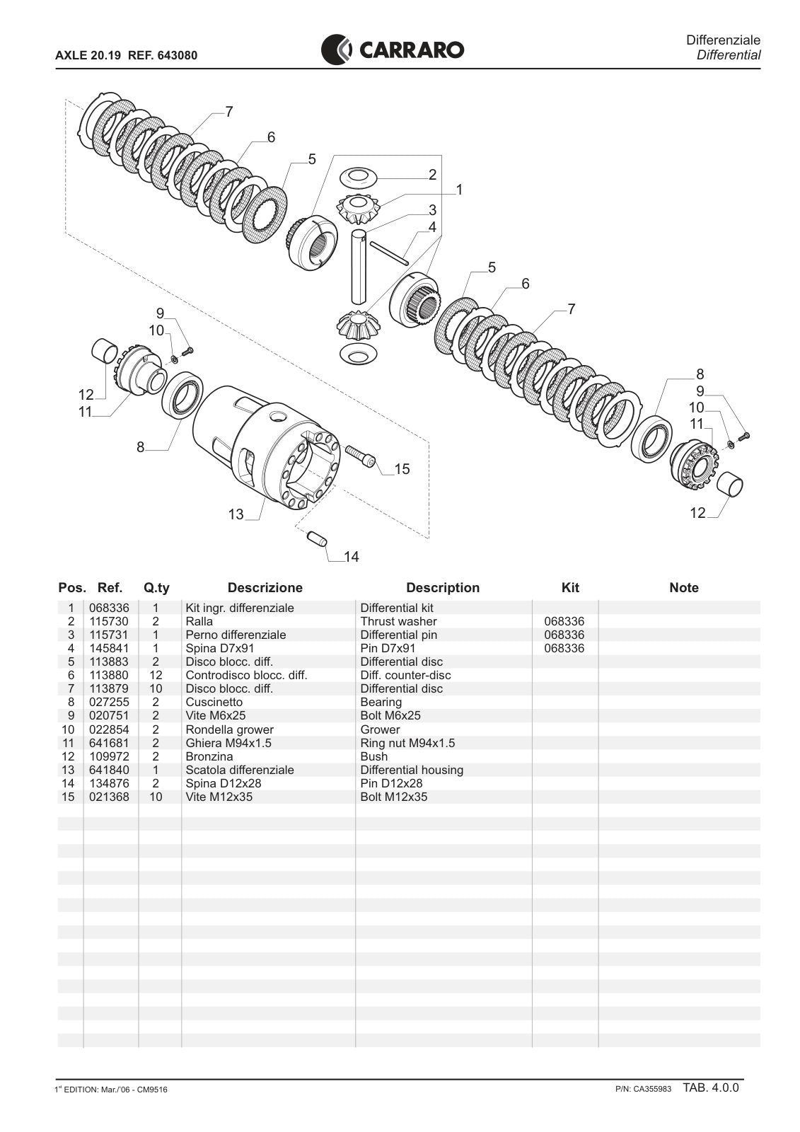 Carraro 20.19 Axle Parts Catalog (Ref. 643080) – sample page 2