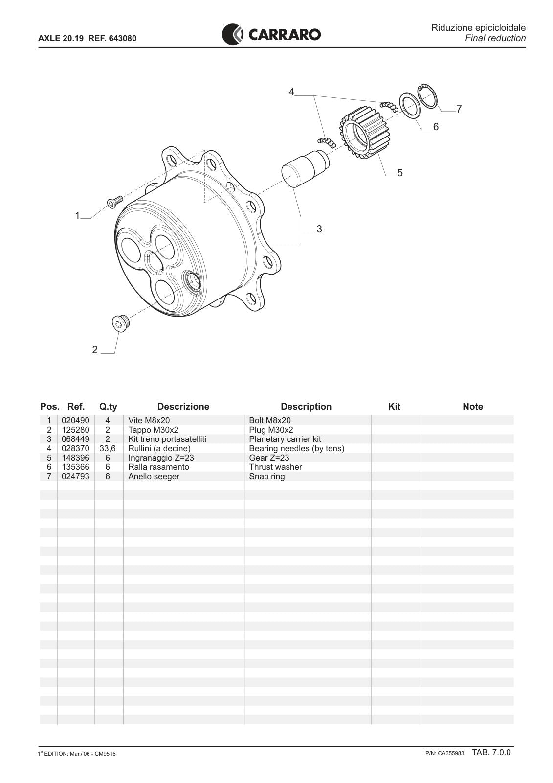 Carraro 20.19 Axle Parts Catalog (Ref. 643080) – sample page 3