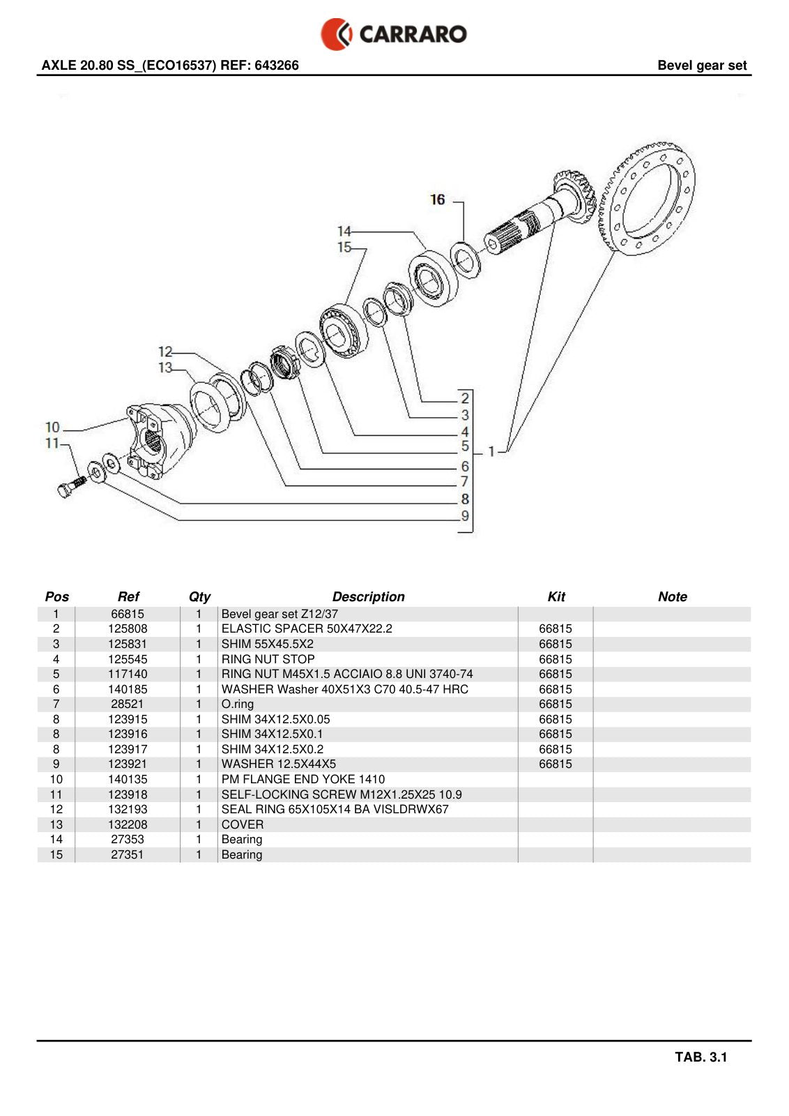Carraro 20.80 Axle Parts Catalog (Ref. 643266) – sample page 2