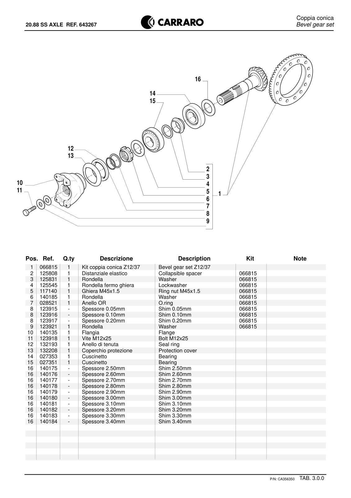 Carraro 20.88 Axle Parts Catalog (Ref. 643267) – sample page 2