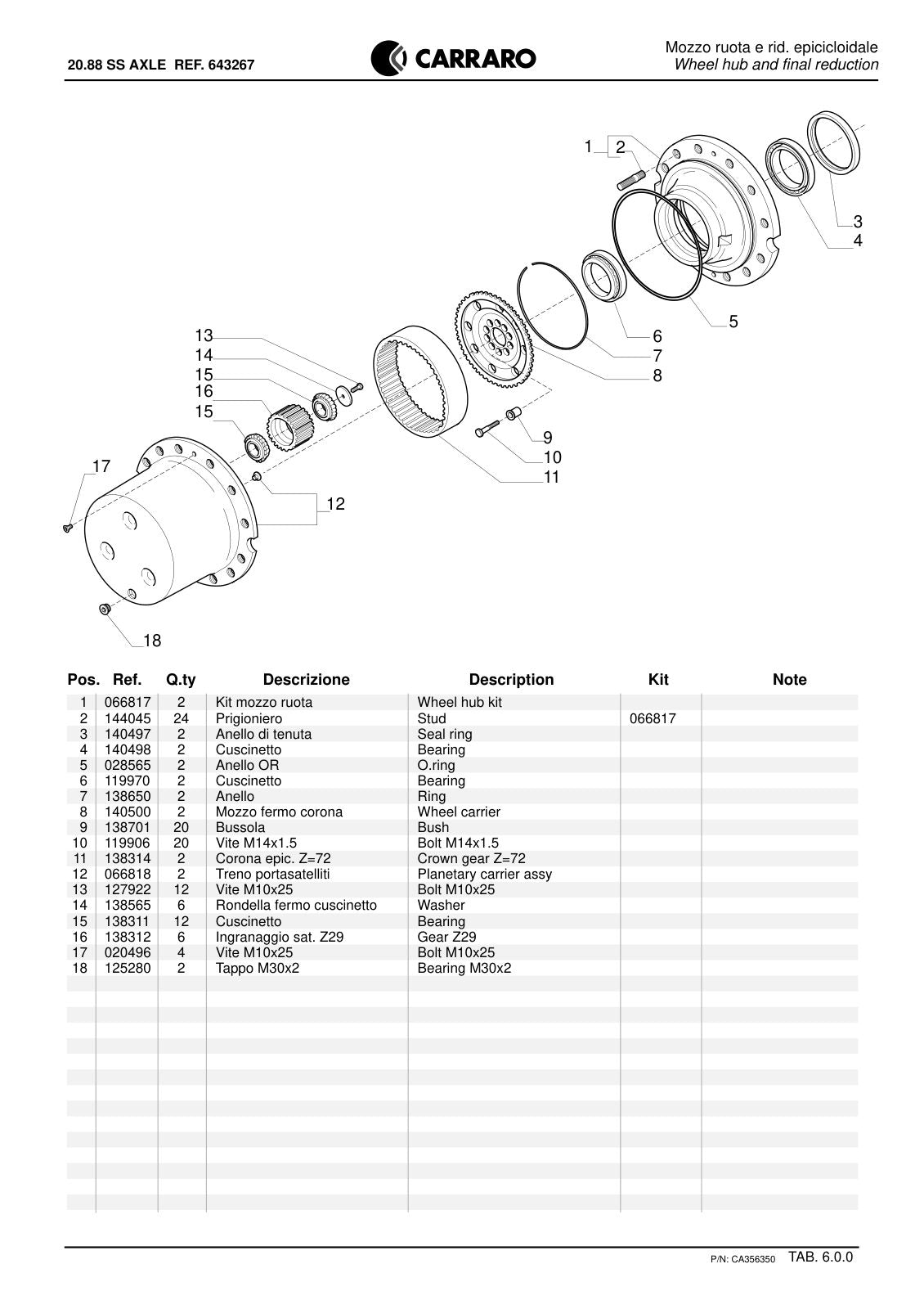 Carraro 20.88 Axle Parts Catalog (Ref. 643267) – sample page 3