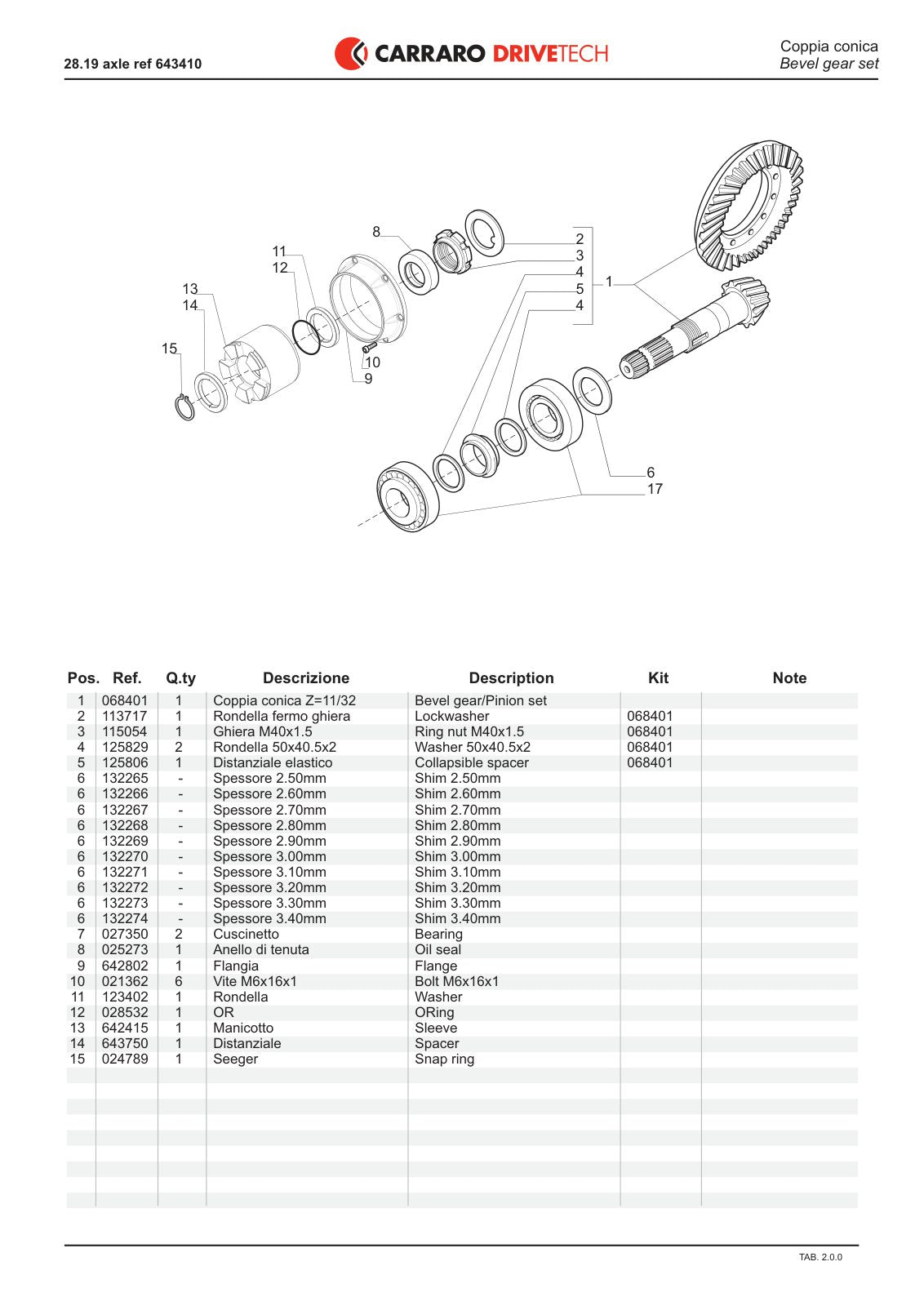 Carraro 28.19 Axle Parts Catalog (Ref. 643410, 149459) – sample page 2