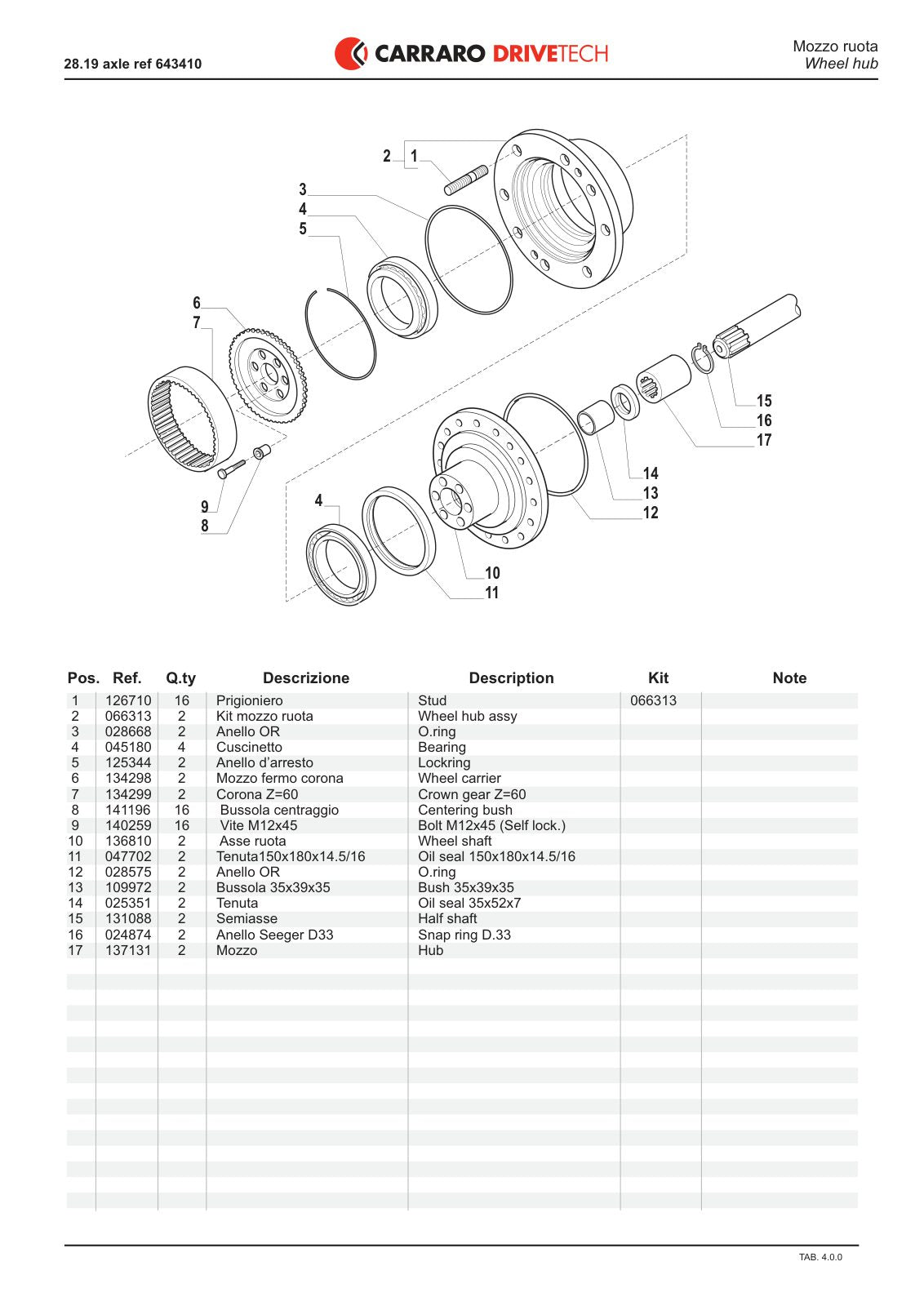 Carraro 28.19 Axle Parts Catalog (Ref. 643410, 149459) – sample page 3