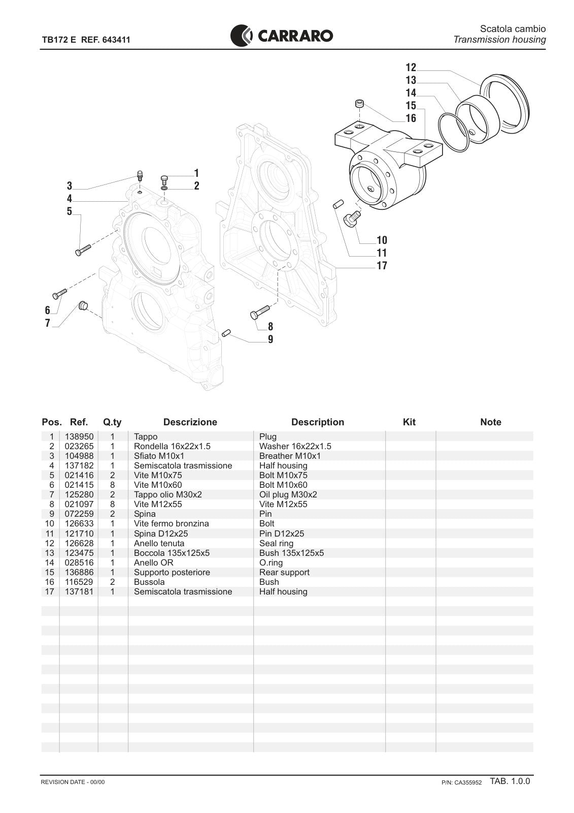 Carraro Transmission Parts Catalog (Ref. 643411) – sample page 1