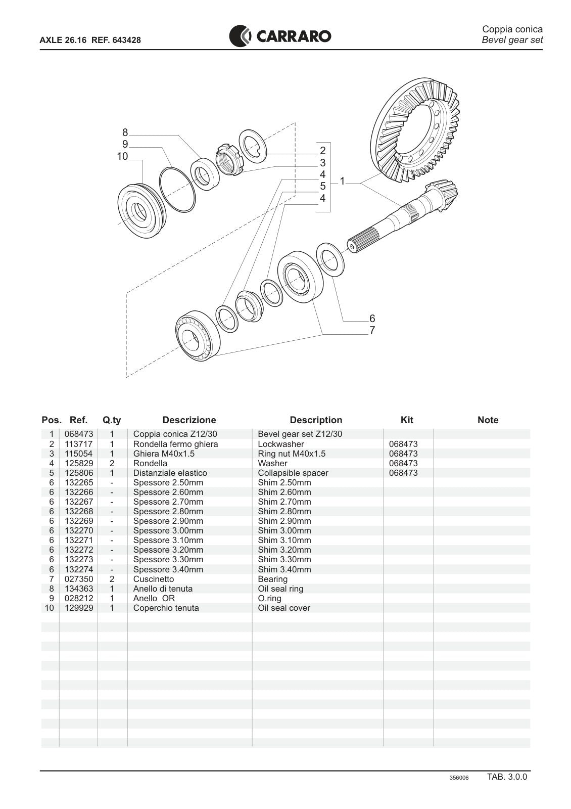 Carraro 26.16 Axle Parts Catalog (Ref. 643428) – sample page 2
