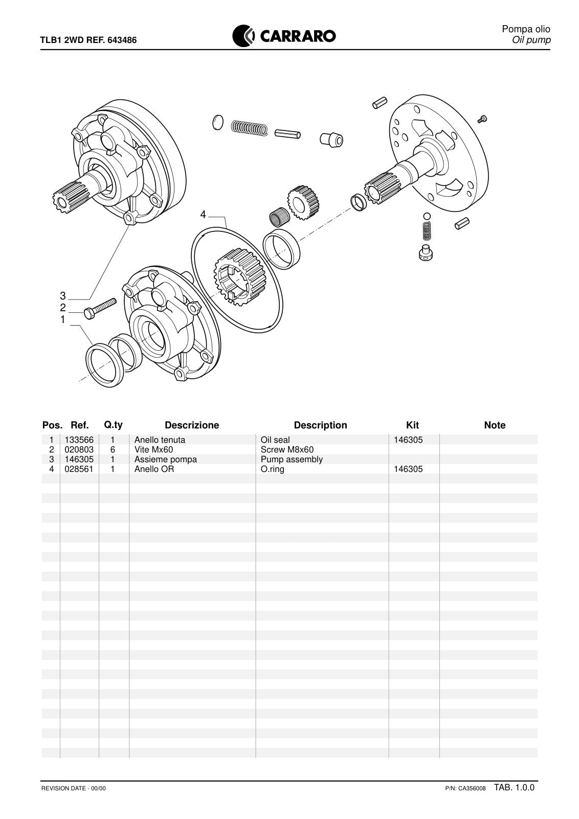Carraro TLB1 Transmission Parts Catalog (Ref. 643486) – sample page 1