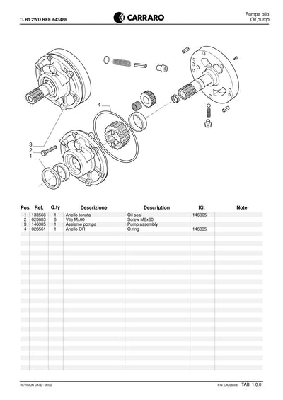 Carraro TLB1 Transmission Parts Catalog (Ref. 643486) – sample page 1