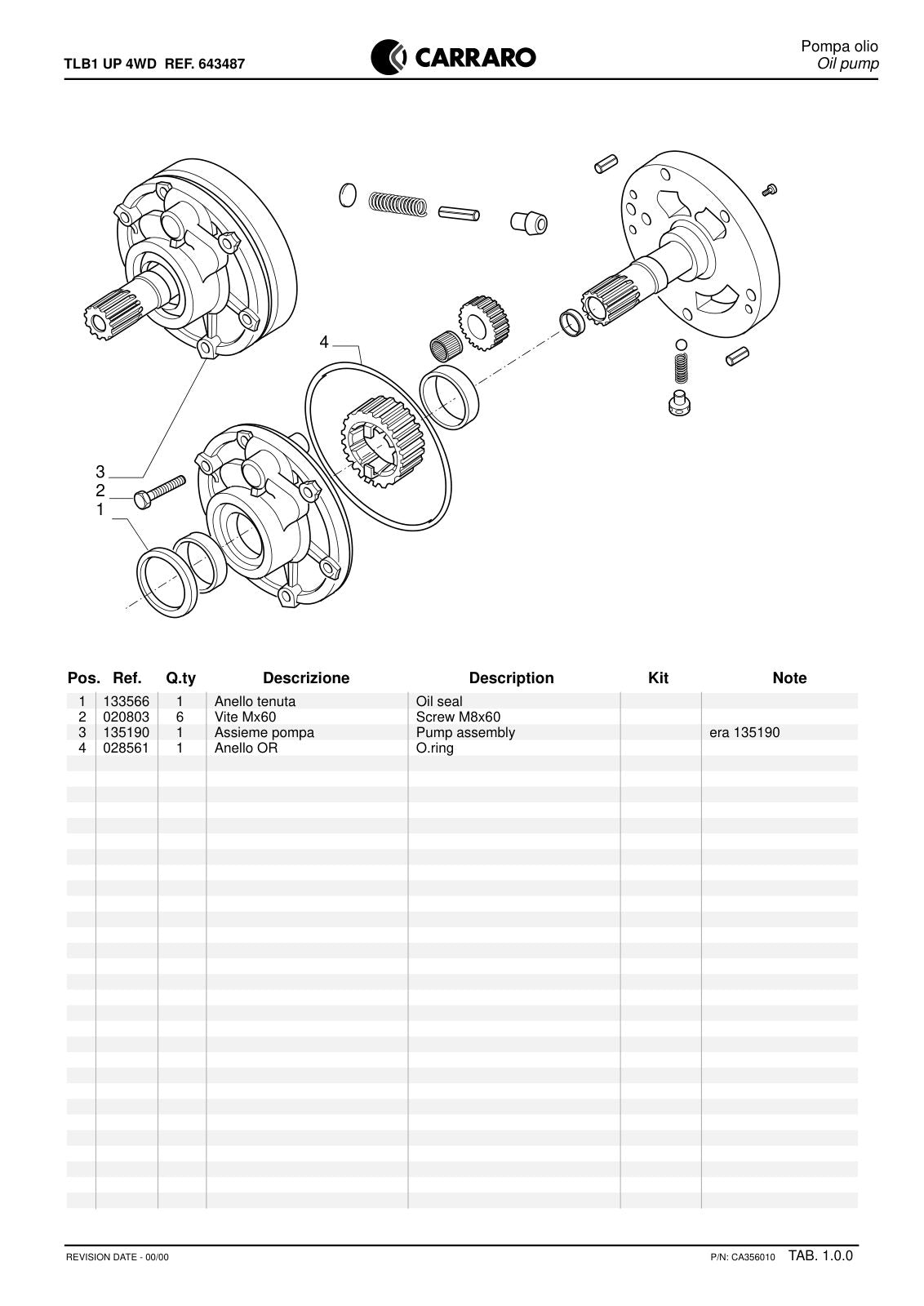 Carraro TLB1 Transmission Parts Catalog (Ref. 643487) – sample page 1