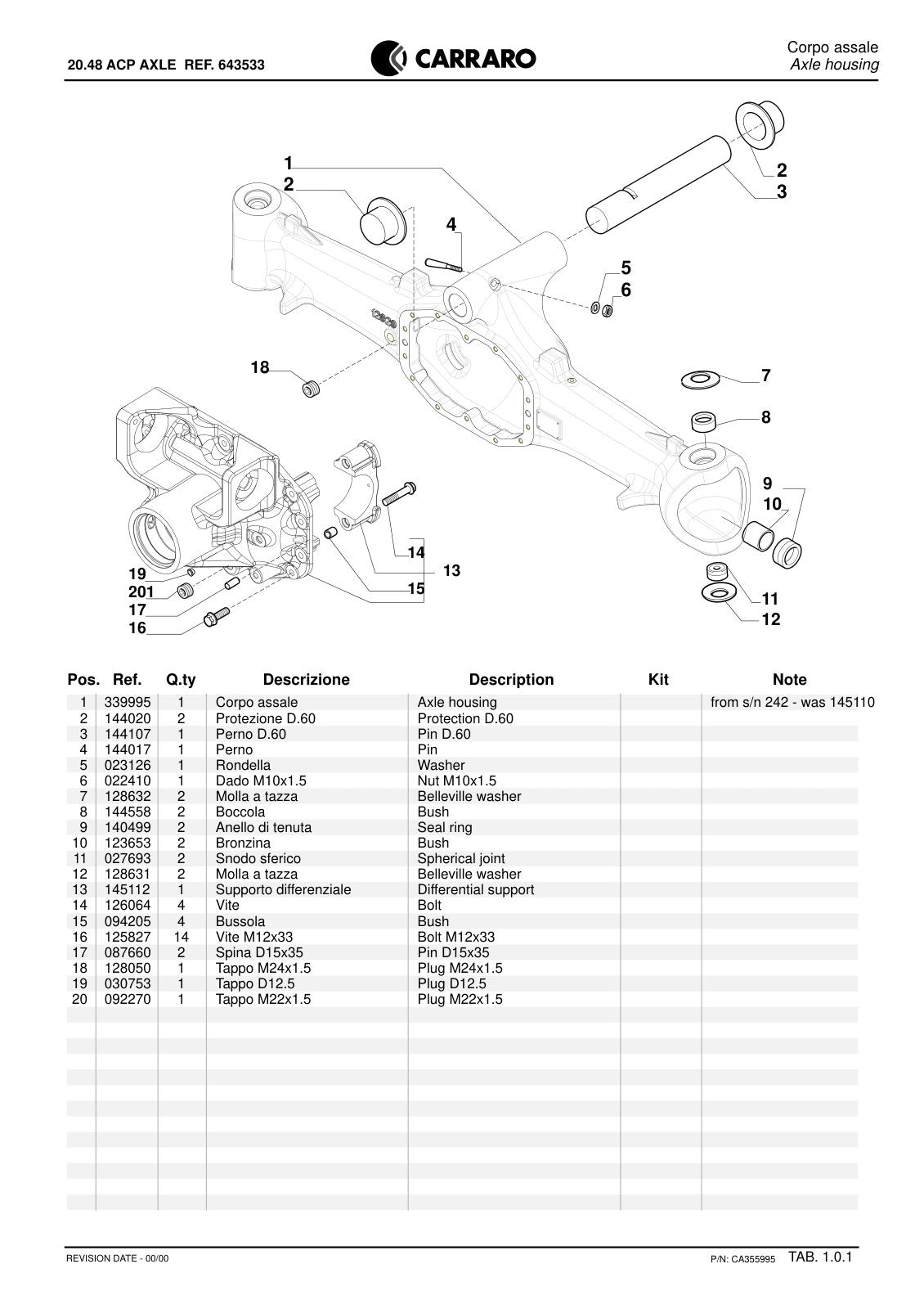 Carraro 20.48 Axle Parts Catalog (Ref. 643533) – sample page 1
