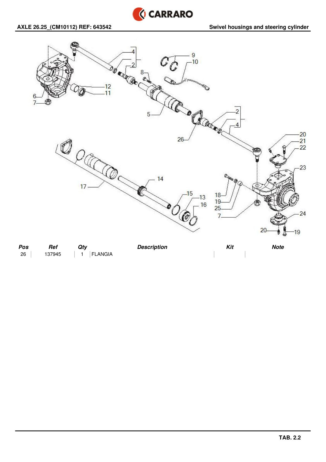 Carraro 26.25 Axle Parts Catalog (Ref. 643542) – sample page 2