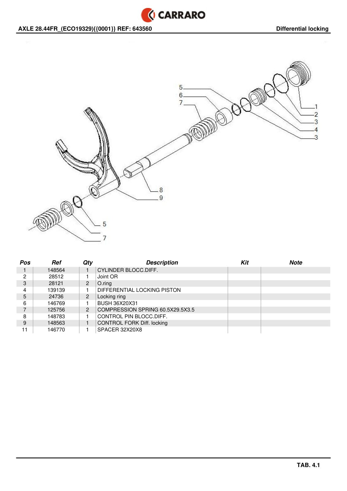 Carraro 28.44FR Axle Parts Catalog (Ref. 643560, New Version) – sample page 2