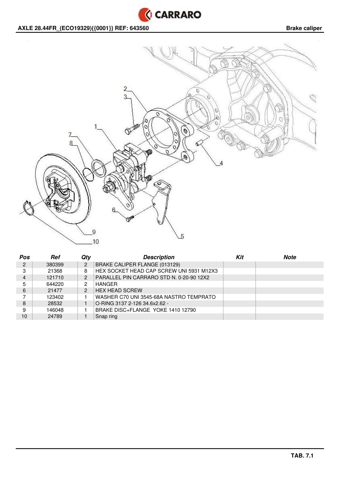 Carraro 28.44FR Axle Parts Catalog (Ref. 643560, New Version) – sample page 3