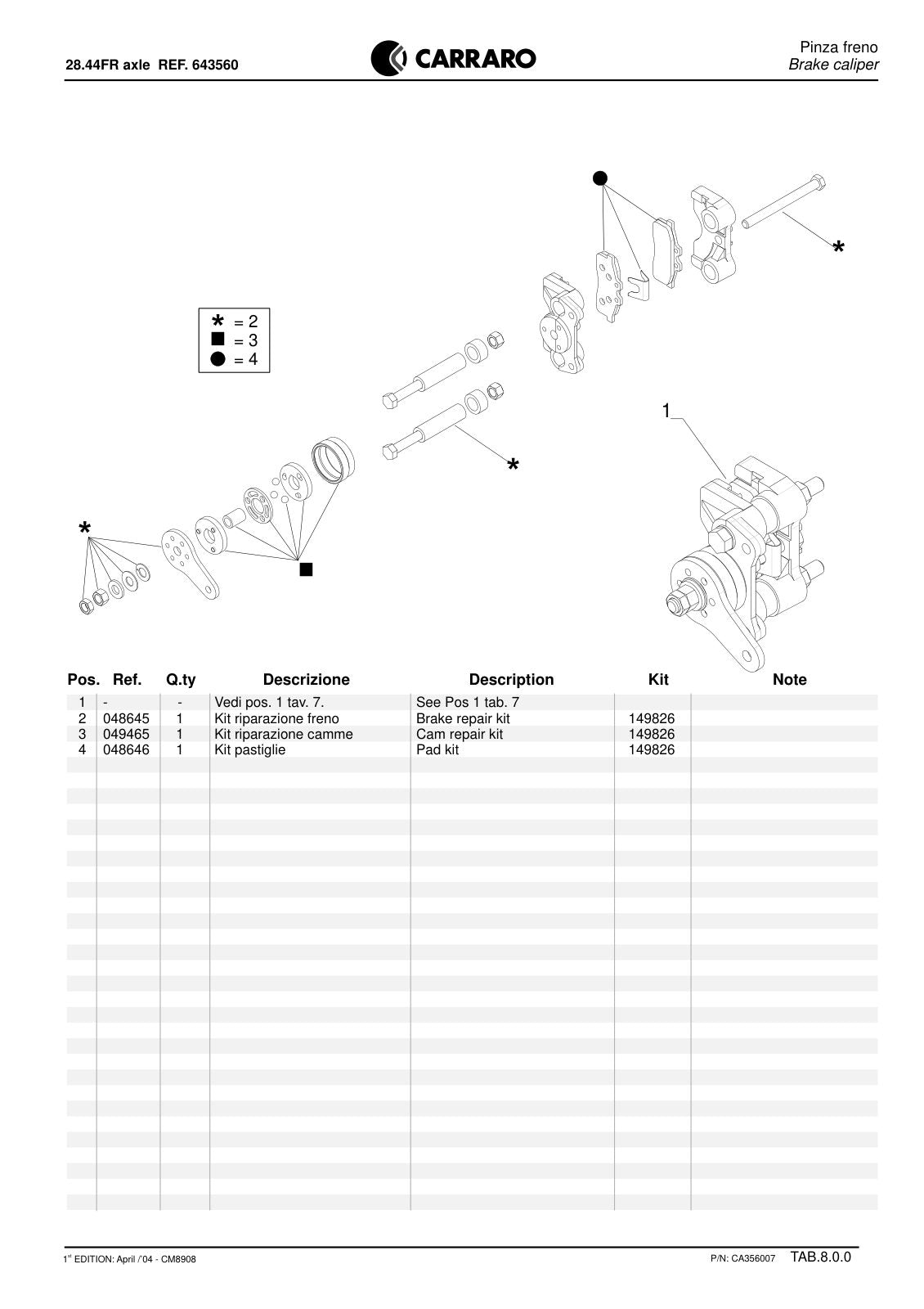 Carraro 28.44FR Axle Parts Catalog (Ref. 643560, Old Version) – sample page 3
