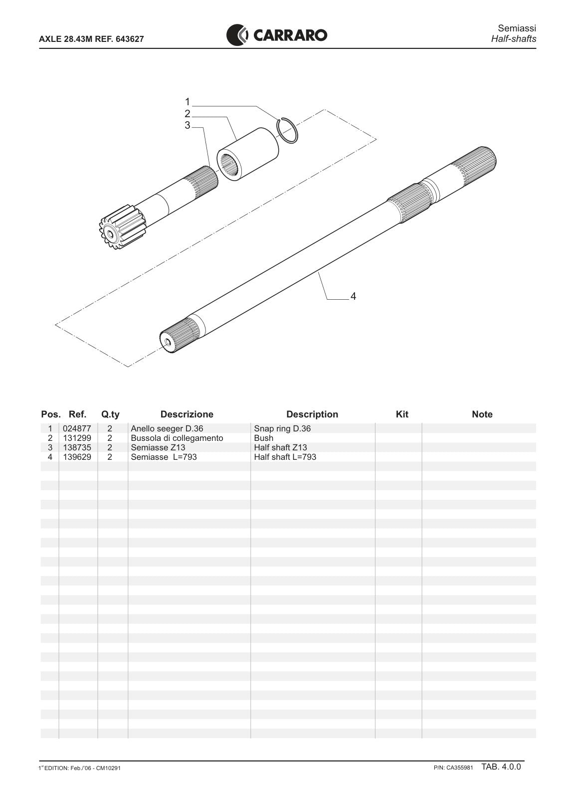 Carraro 28.43M Axle Parts Catalog (Ref. 643627) – sample page 2