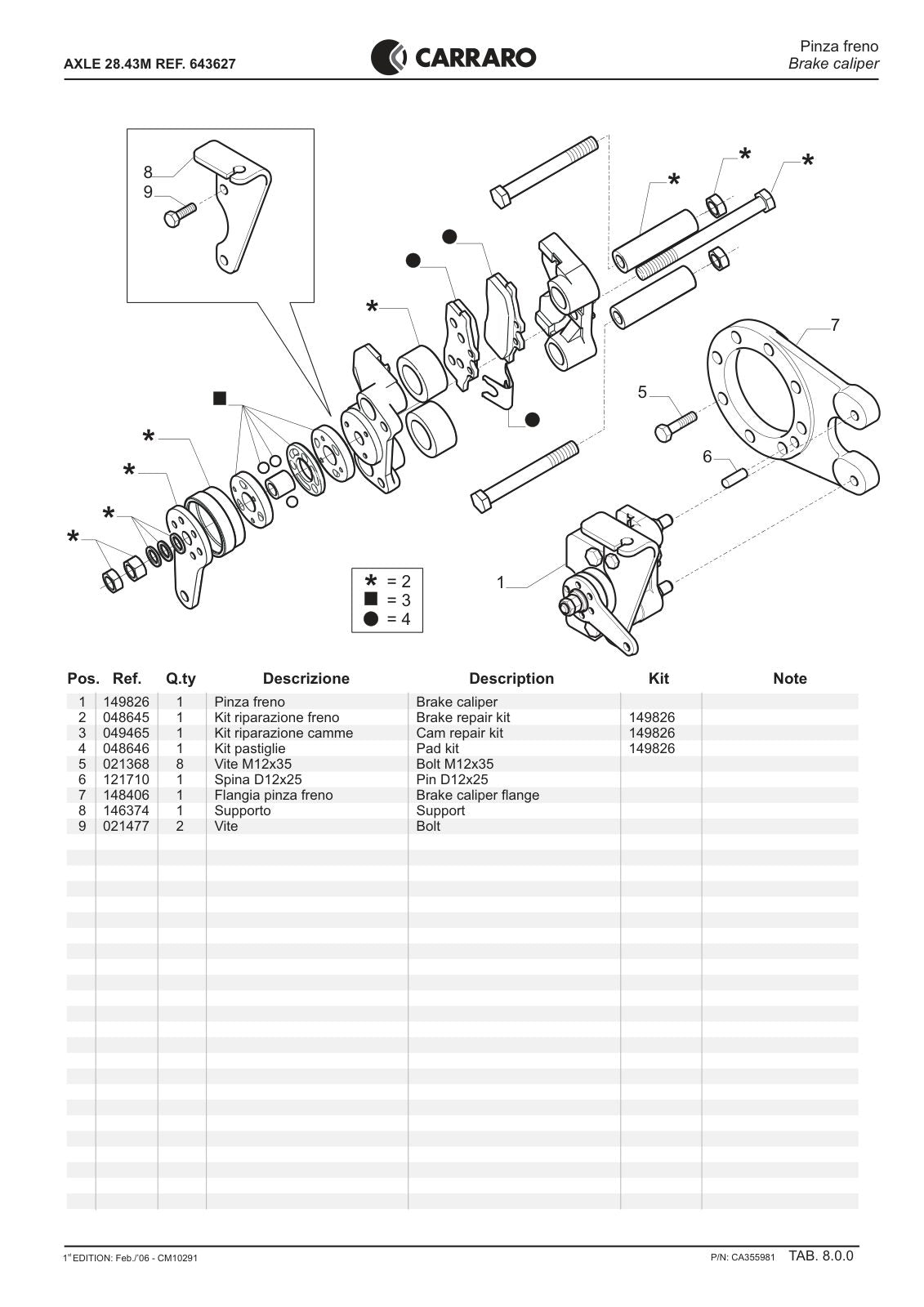 Carraro 28.43M Axle Parts Catalog (Ref. 643627) – sample page 3