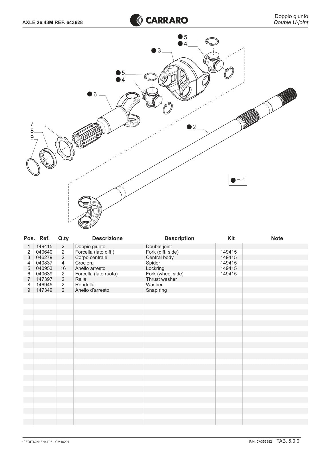 Carraro 26.43M Axle Parts Catalog (Ref. 643628) – sample page 2