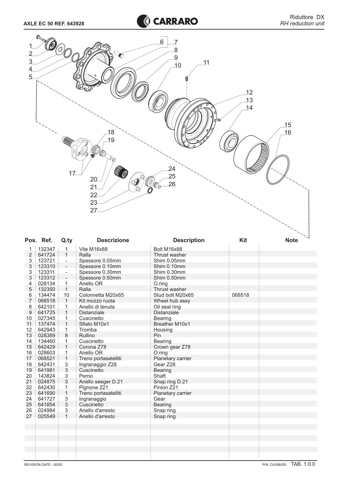 Carraro Axle Parts Catalog (Ref. 643928) – sample page 1