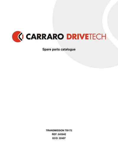 Carraro TB172 Transmission Parts Catalog (Ref. 643942) – cover