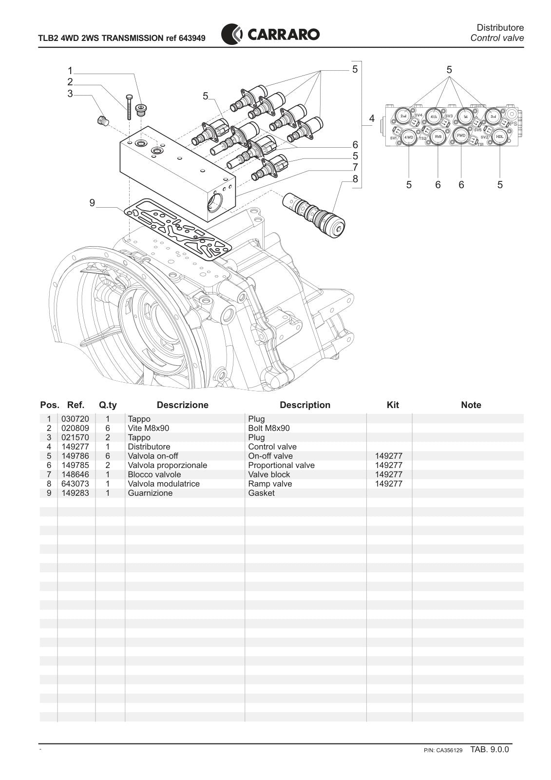 Carraro TLB2 Transmission Parts Catalog (Ref. 643949) – sample page 3