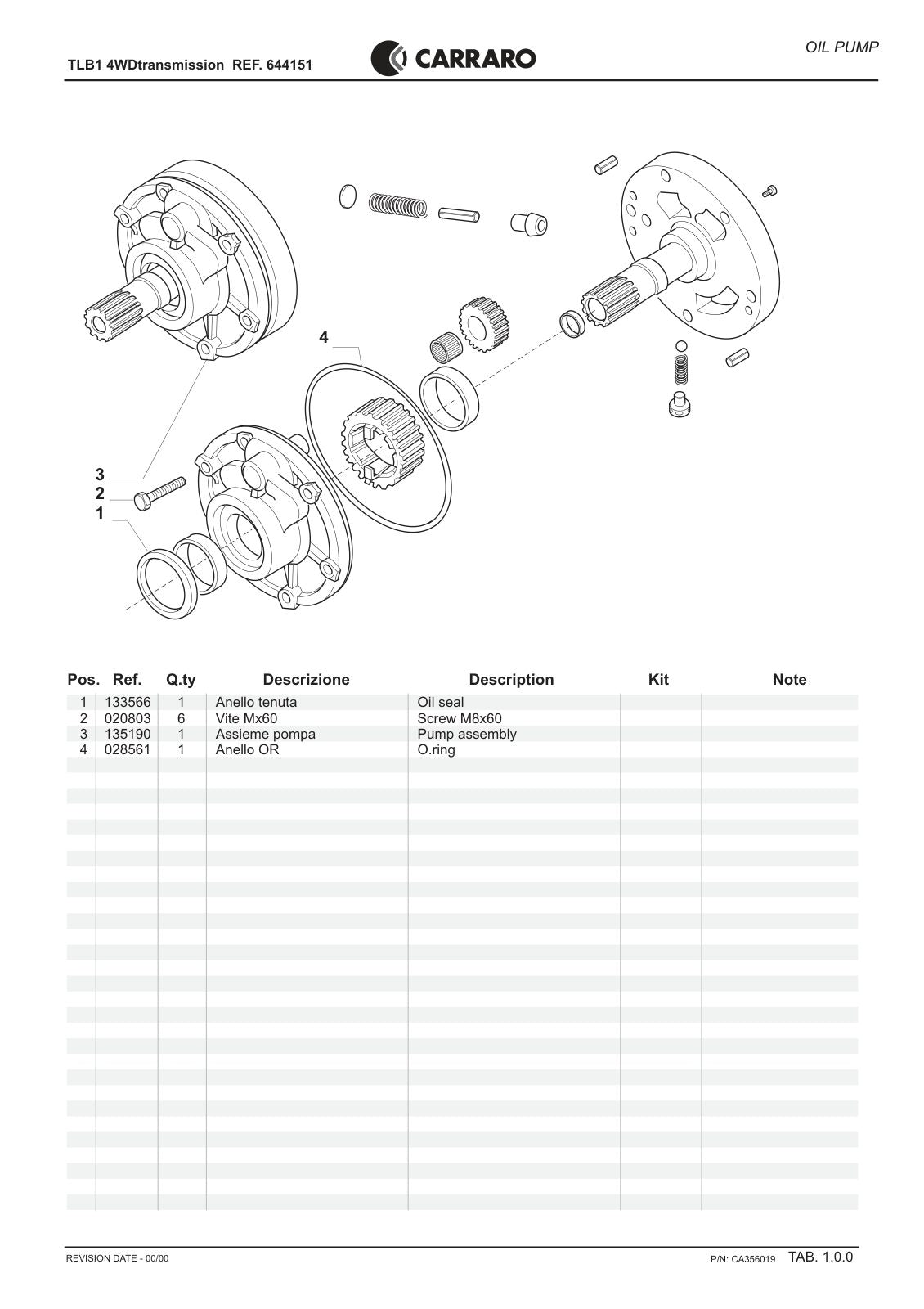 Carraro TLB1 Transmission Parts Catalog (Ref. 644151) – sample page 1