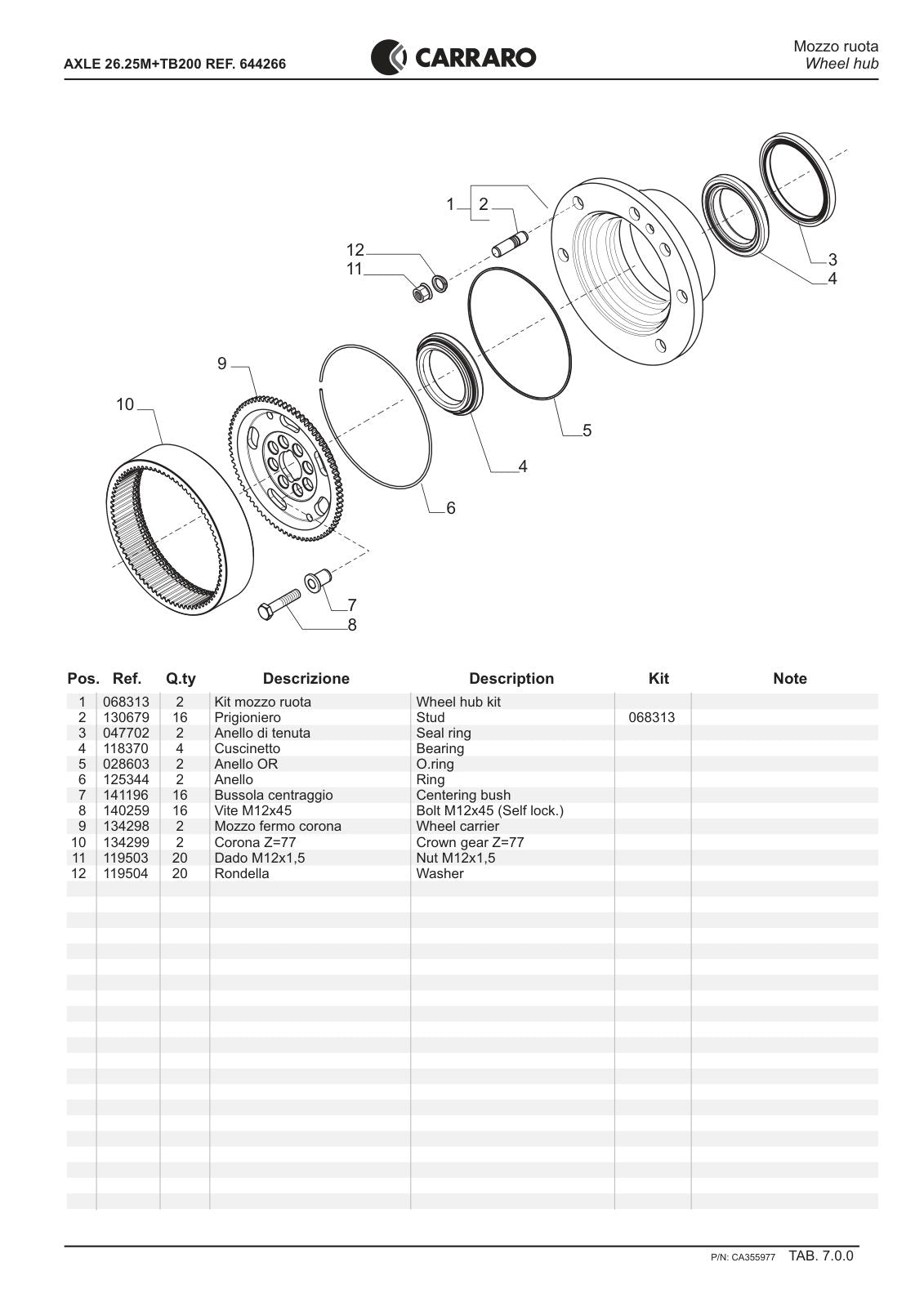 Carraro 26.25M + TB200 Axle with Transfer Box Parts Catalog (Ref. 644266) – sample page 2