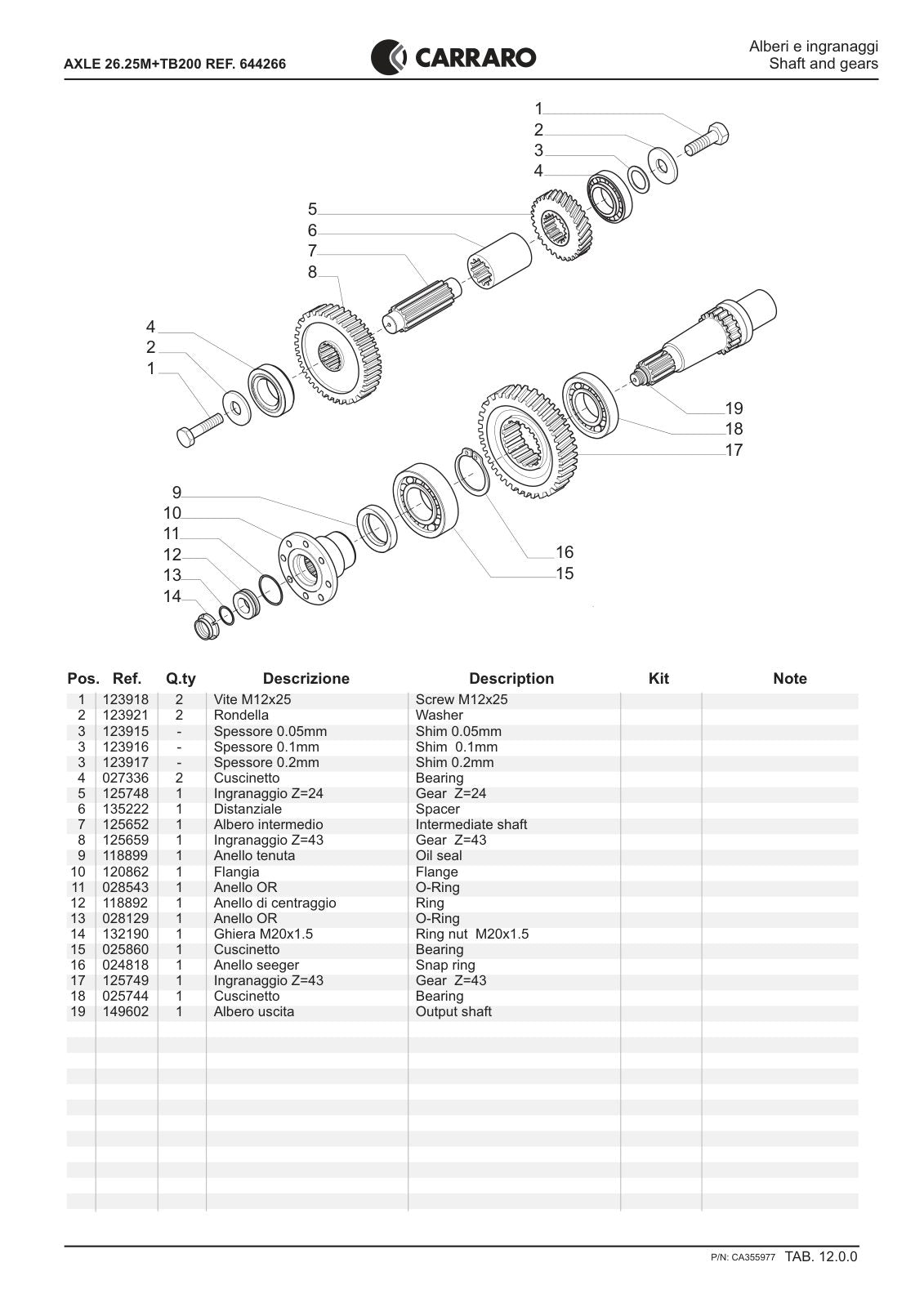 Carraro 26.25M + TB200 Axle with Transfer Box Parts Catalog (Ref. 644266) – sample page 3