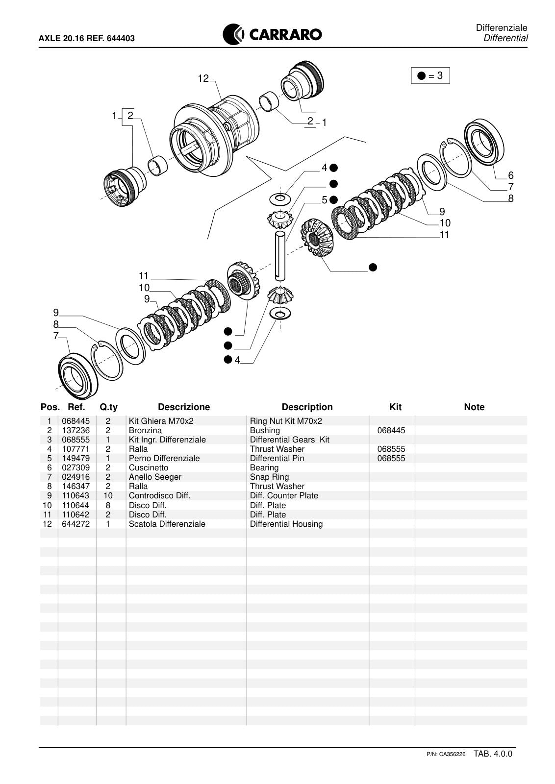 Carraro 20.16 Axle Parts Catalog (Ref. 644403) – sample page 2