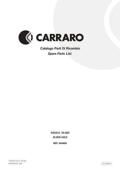 Carraro 20.29SI Axle Parts Catalog (Ref. 644409) – cover