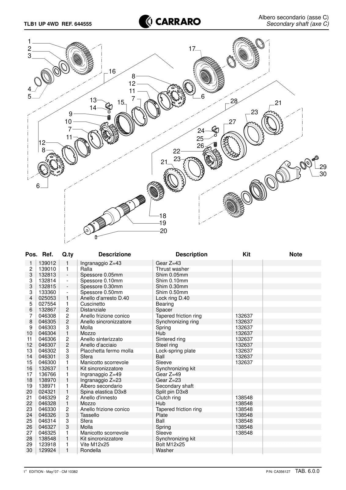 Carraro TLB1 Transmission Parts Catalog (Ref. 644555) – sample page 2