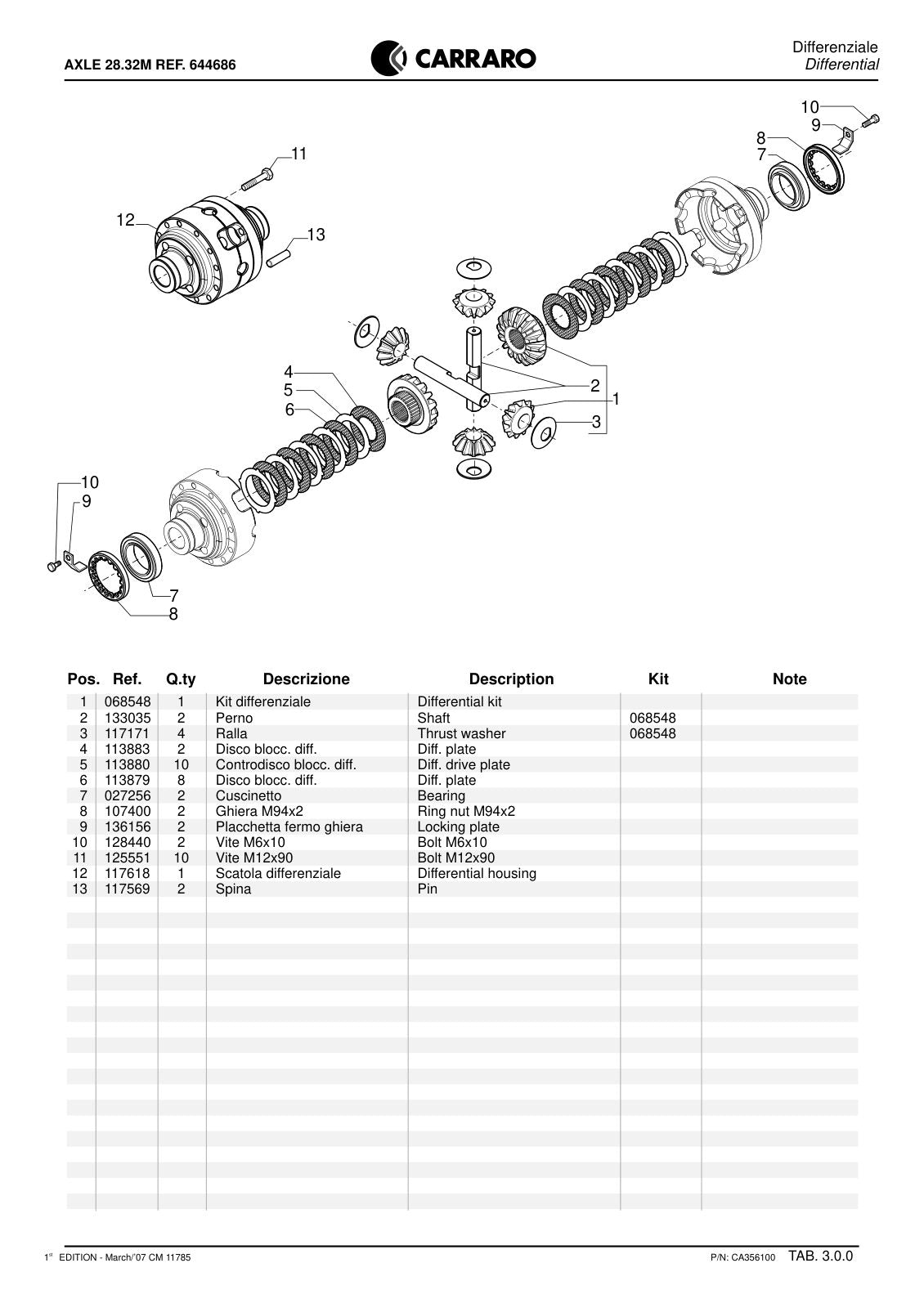 Carraro 28.32M Axle Parts Catalog (Ref. 644686) – sample page 2