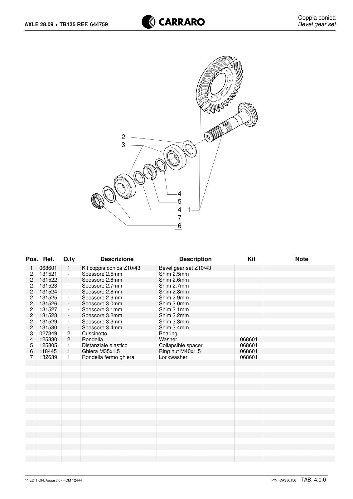Carraro 28.09 + TB135 Axle with Transfer Box Parts Catalog (Ref. 644759) – sample page 2